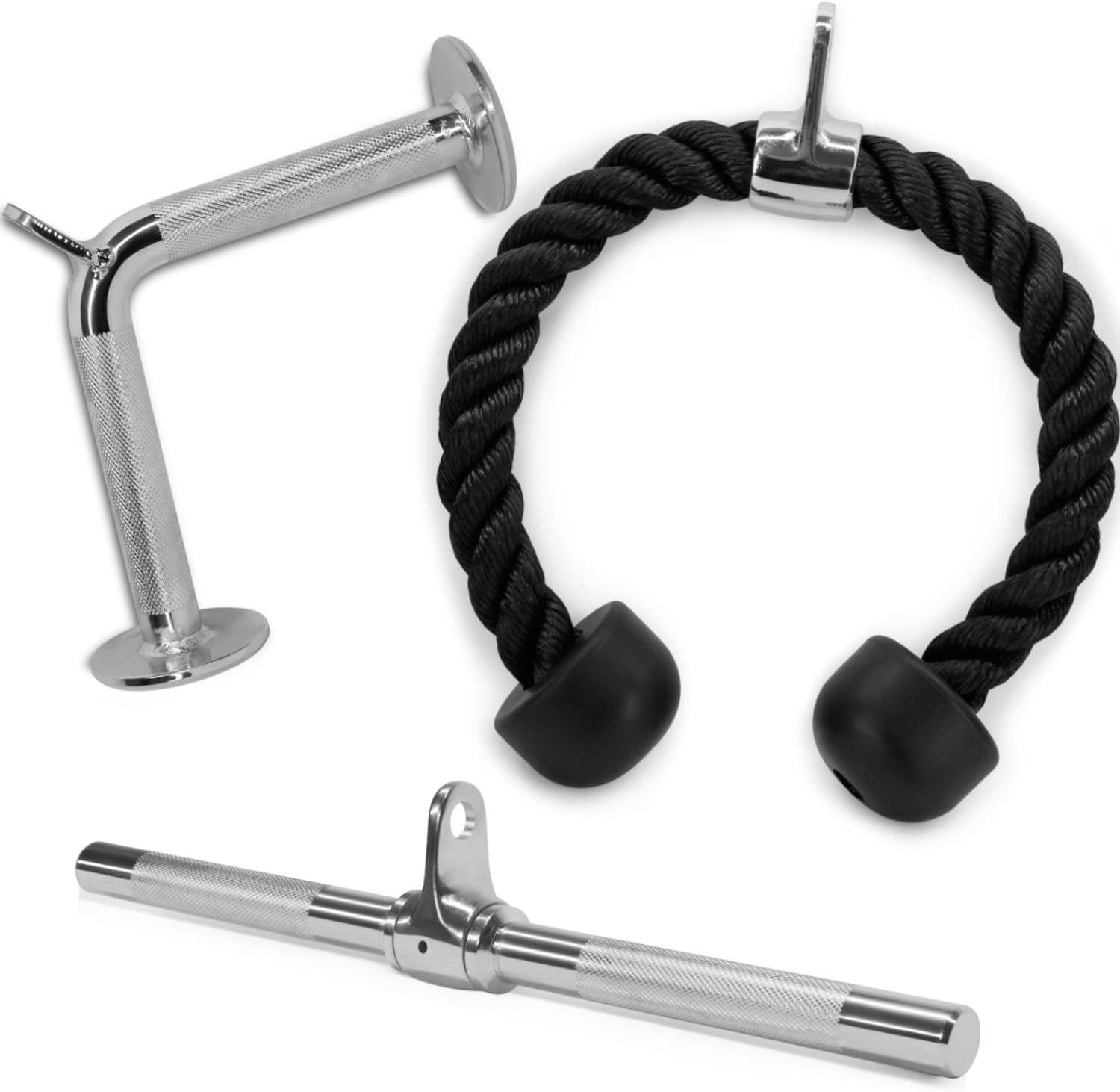 Cable Machine Attachment, Row Handles, Tricep Rope, Straight Bar, V Bar, LAT Pulldown Accessories Load 880 LB for Home Gym