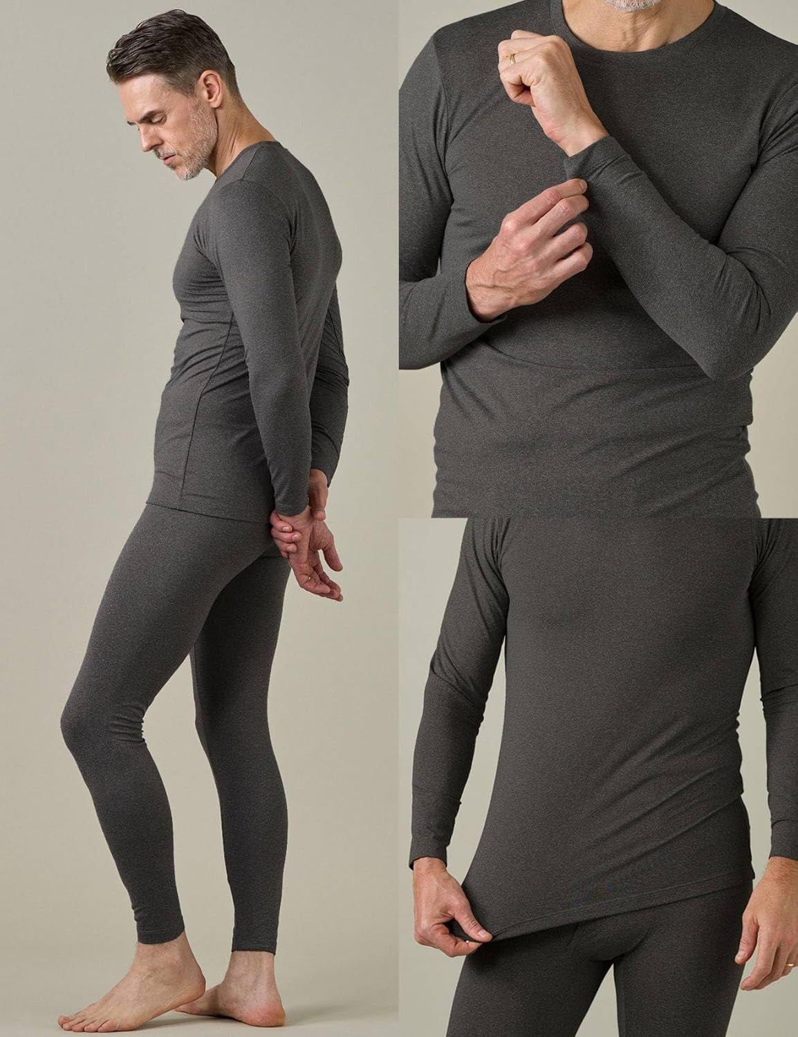 Men'S Thermal Underwear Set Soft Fleece Lined Long Johns Light/Mid/Heavy Weight Base Layer Top & Bottom M11/M24/M57