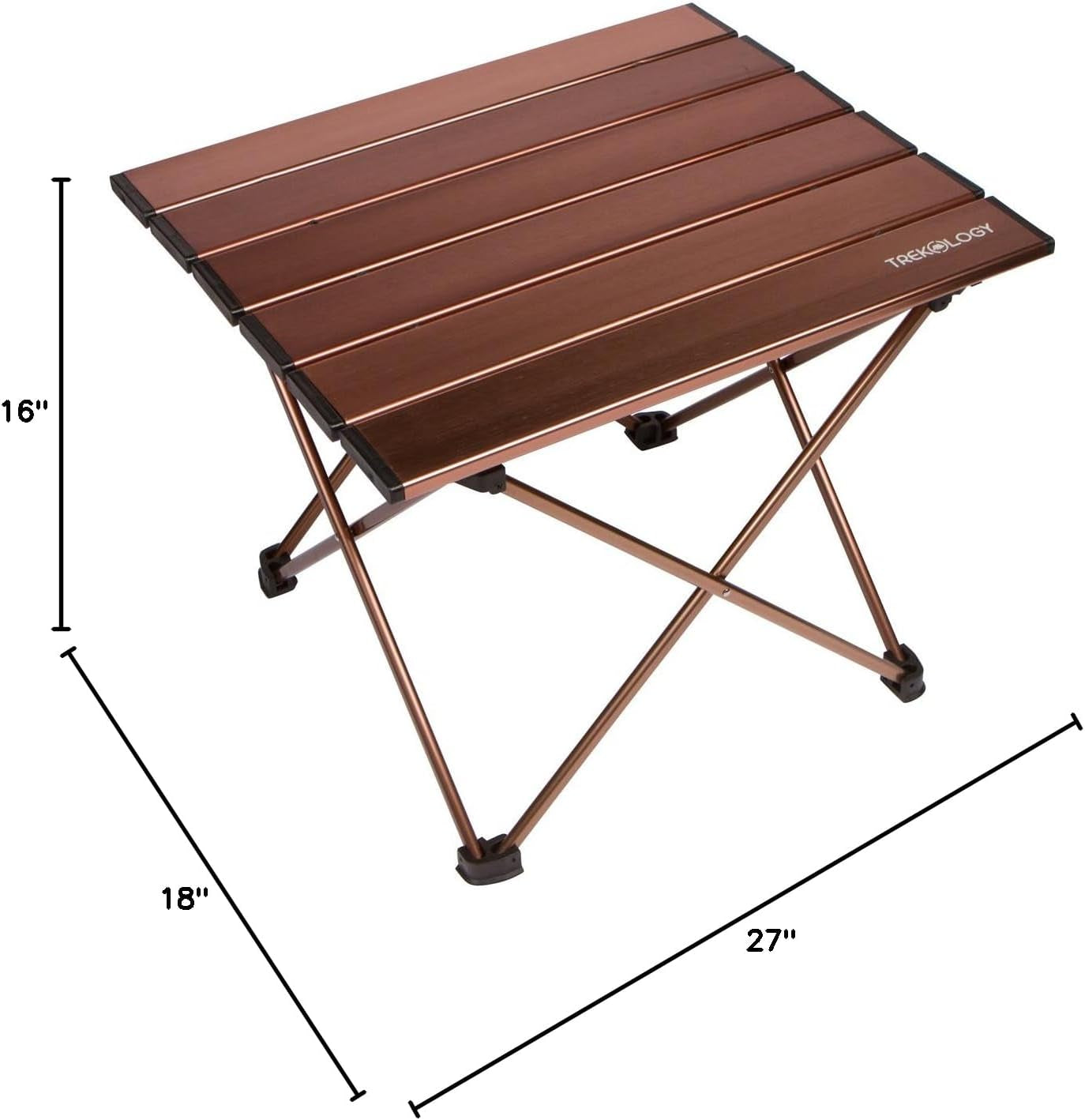 Camping/Beach Table with Aluminum Table Top – Portable Folding Table in a Bag for Beach, Picnic, Camp, Patio, Fishing, RV, Indoor (Brown, Large (27''X18''X16''))