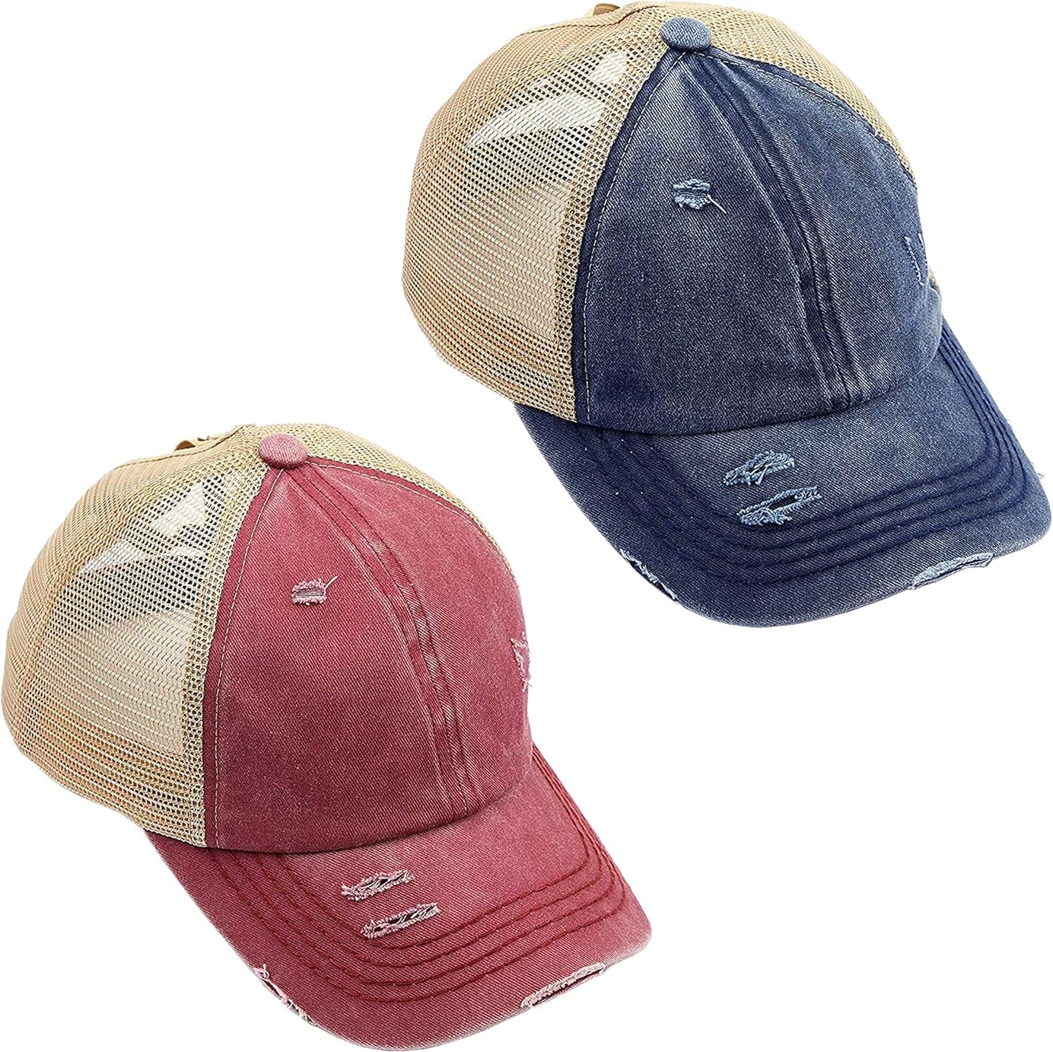 Ponycap 2 Pack: Burgundy & Navy Criss Cross Back
