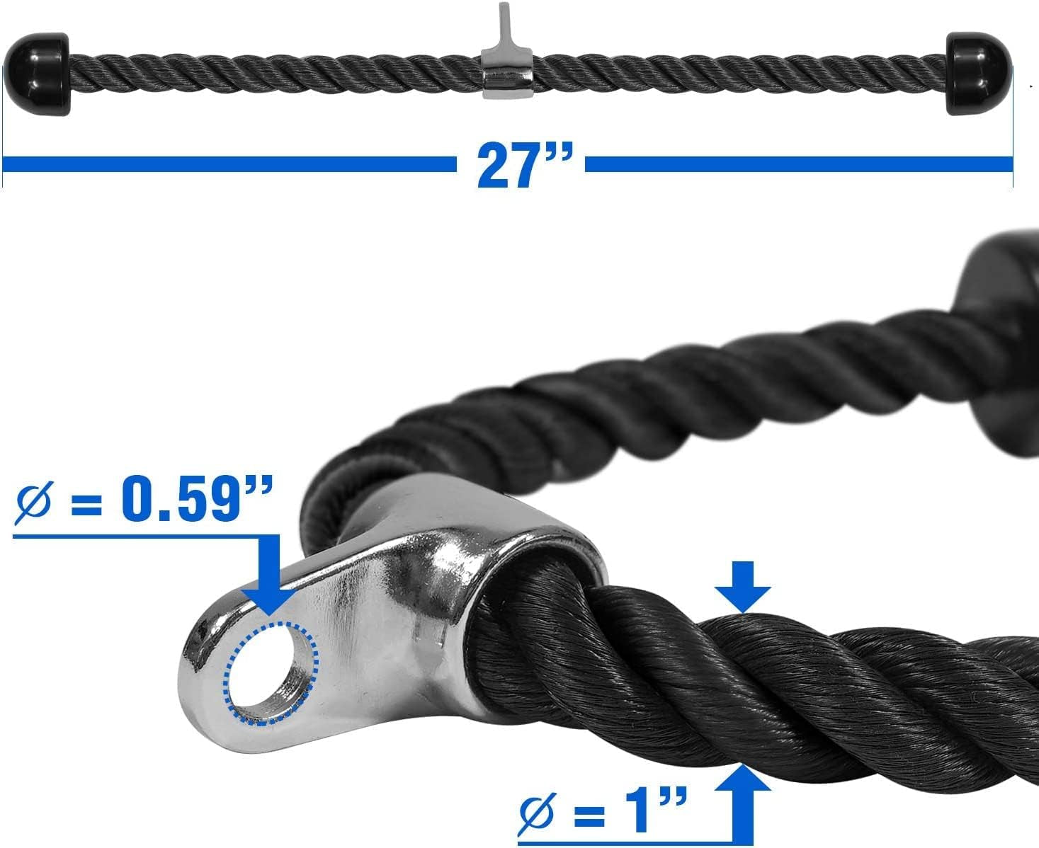 Cable Machine Attachment, Row Handles, Tricep Rope, Straight Bar, V Bar, LAT Pulldown Accessories Load 880 LB for Home Gym